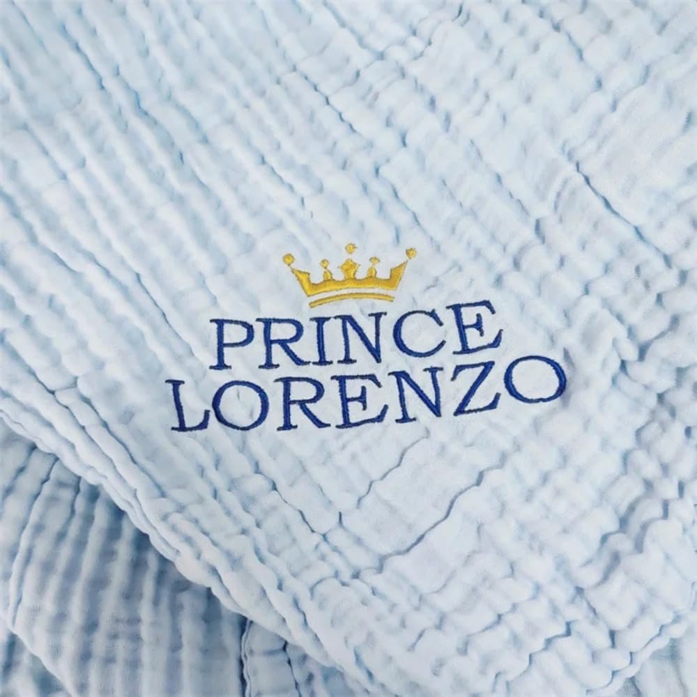 jfs Personalised Embroidered Blanket Personalised Baby Blankets Personalised Blanket Personalised Baby Blanket Customised Blanket DIY Muslin Baby Blanket (Blue,70x140cm)