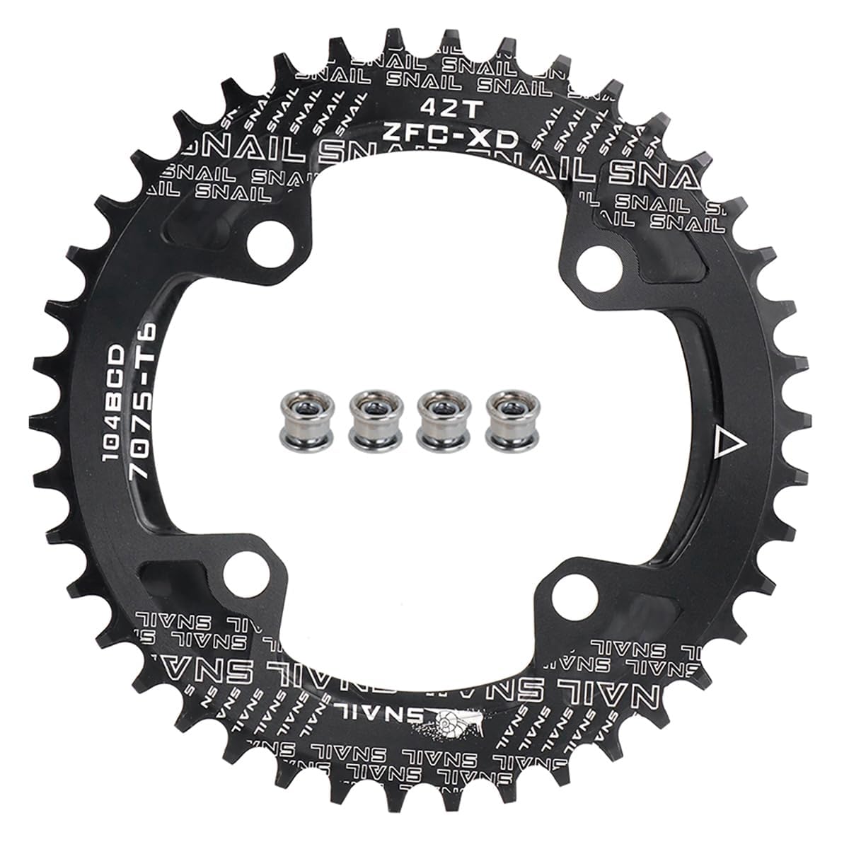 FOMTOR 104 BCD Chainring 42T 7-12 Speed Compatible CNC 7075 Aluminum Narrow Wide Tooth Round Chainrings for MTB/Road Bike Ebike Chainwheel Black