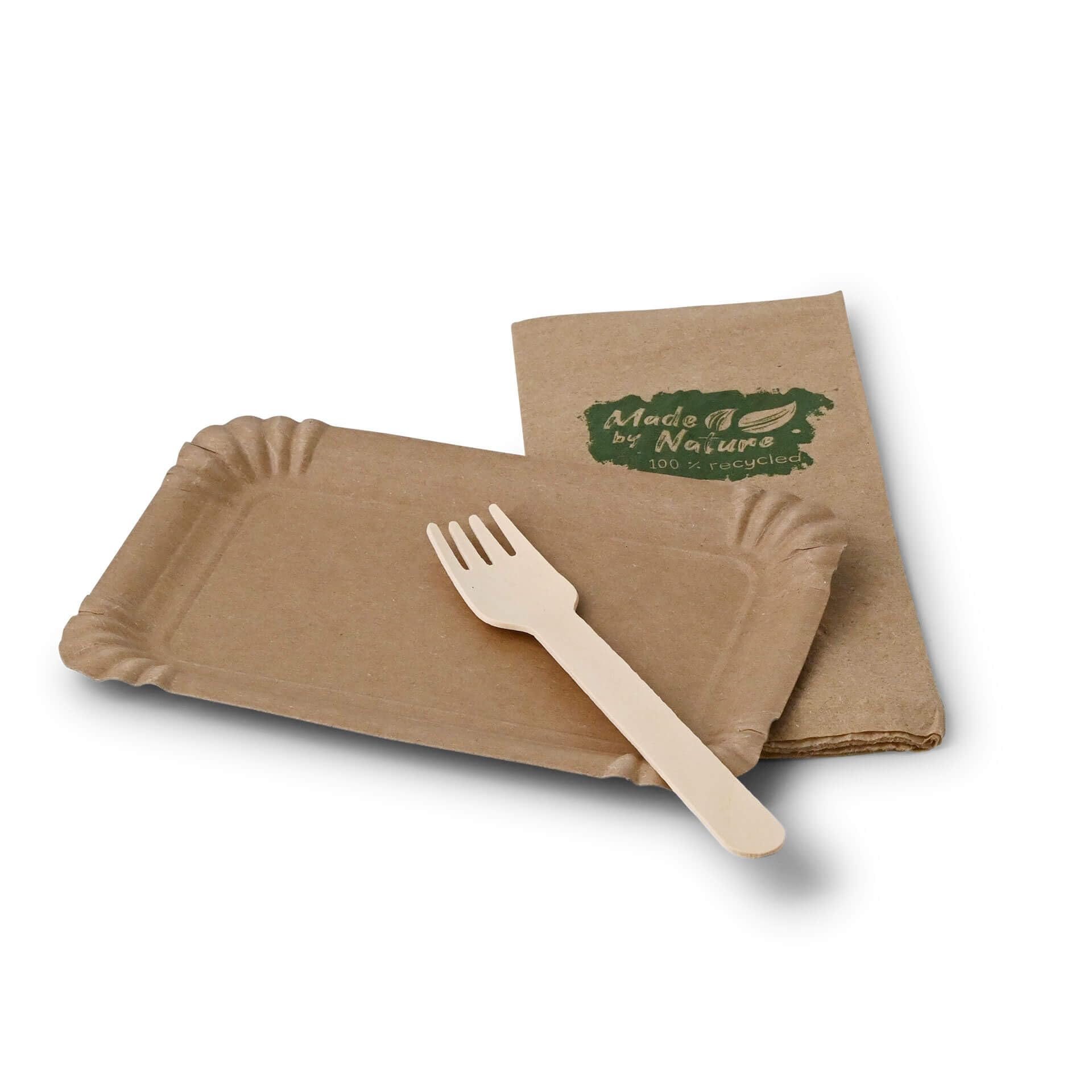 BIOZOYG 3000 Pappteller eckig braun 10x16 cm | Nachhaltig, Robust & Recyclebar | Einwegteller für Geburtstage, Grillfeiern & Partys | Nachhaltige Forstwirtschaft | Disposable Plates