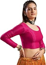 EVELIX Stylish Women's Full Sleeve Blouses: Stretchable, Breathable Dobby Cotton, Round Scoop Neck Designs Perfect for Saree & Choli Blouse for Women