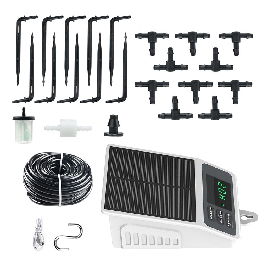 Sistema di irrigazione a goccia solare con timer, tubo da 10 m, IPX5, 2200