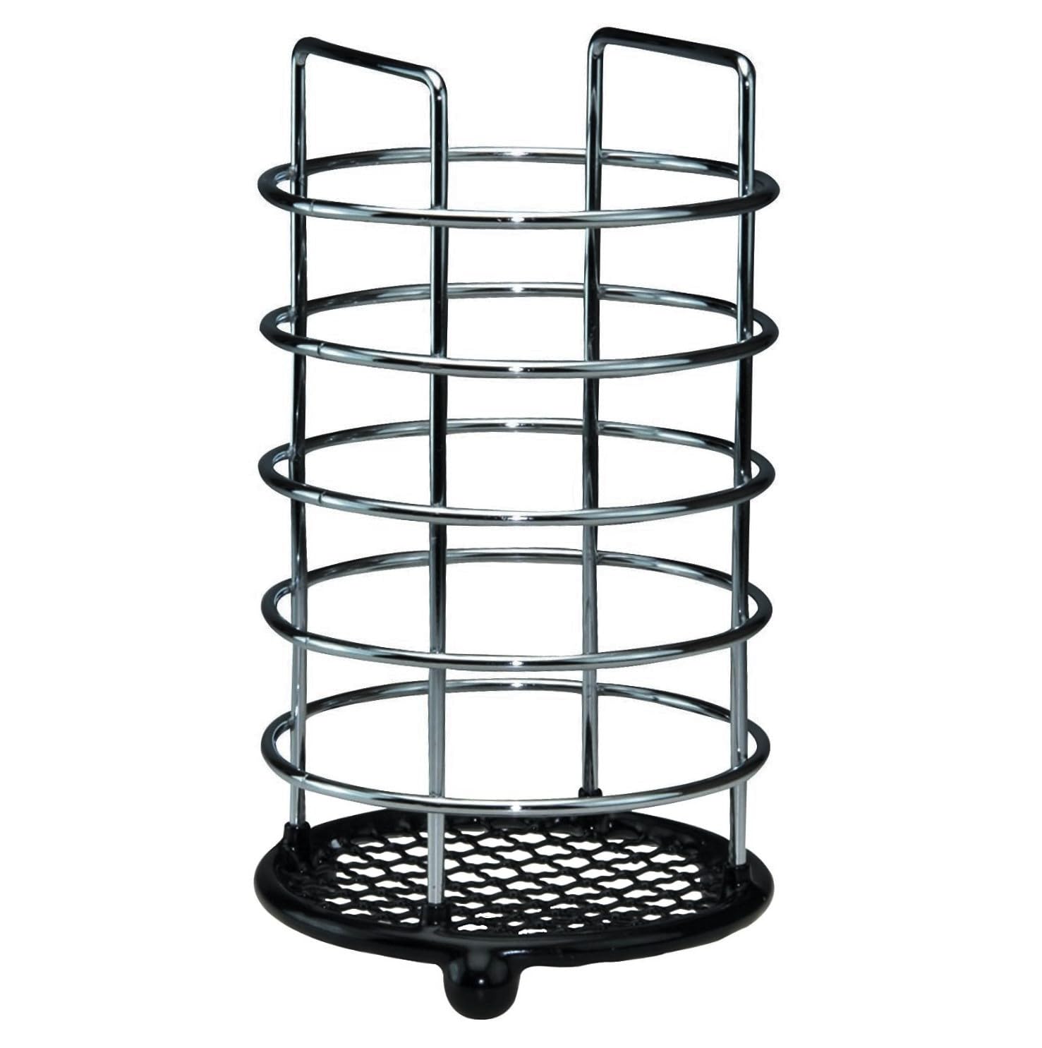 Apollo The Housewares Brand Multi-Colour Apollo Dipped Black Utensil Holder, Chrome