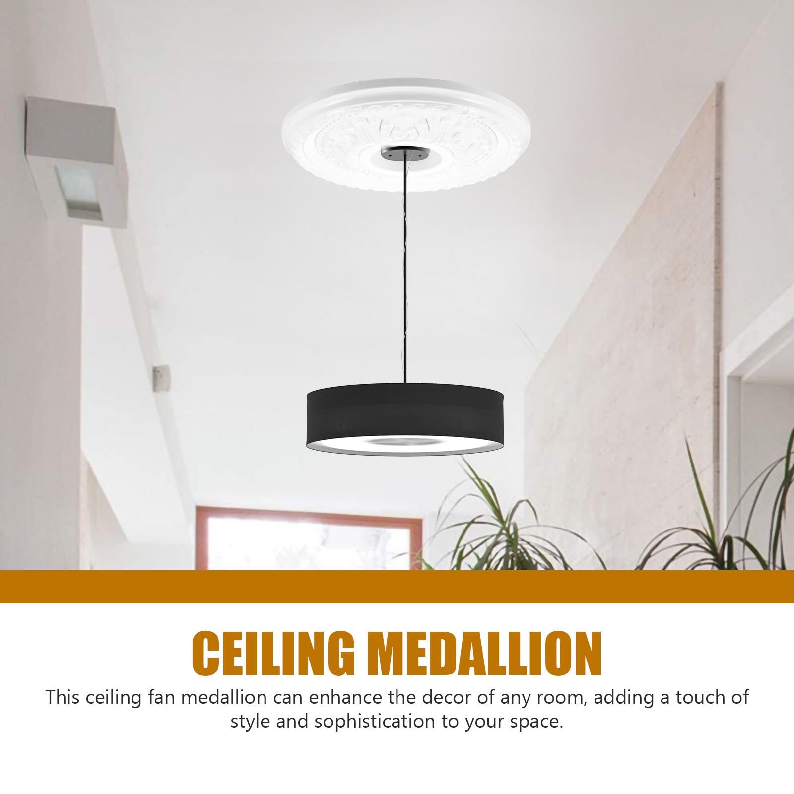 Medaglione da Soffitto Rotondo in PU per Lampadario e Ventilatore Medaglione Decorativo Tradizionale per Illuminazione Domestica Facile Installazione per Soggiorno e Camera da