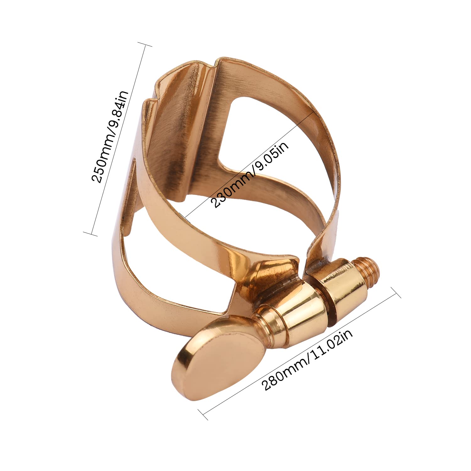 Ligature de saxophone à réglage à vis unique pour saxophone soprano, or, métal, C majeur