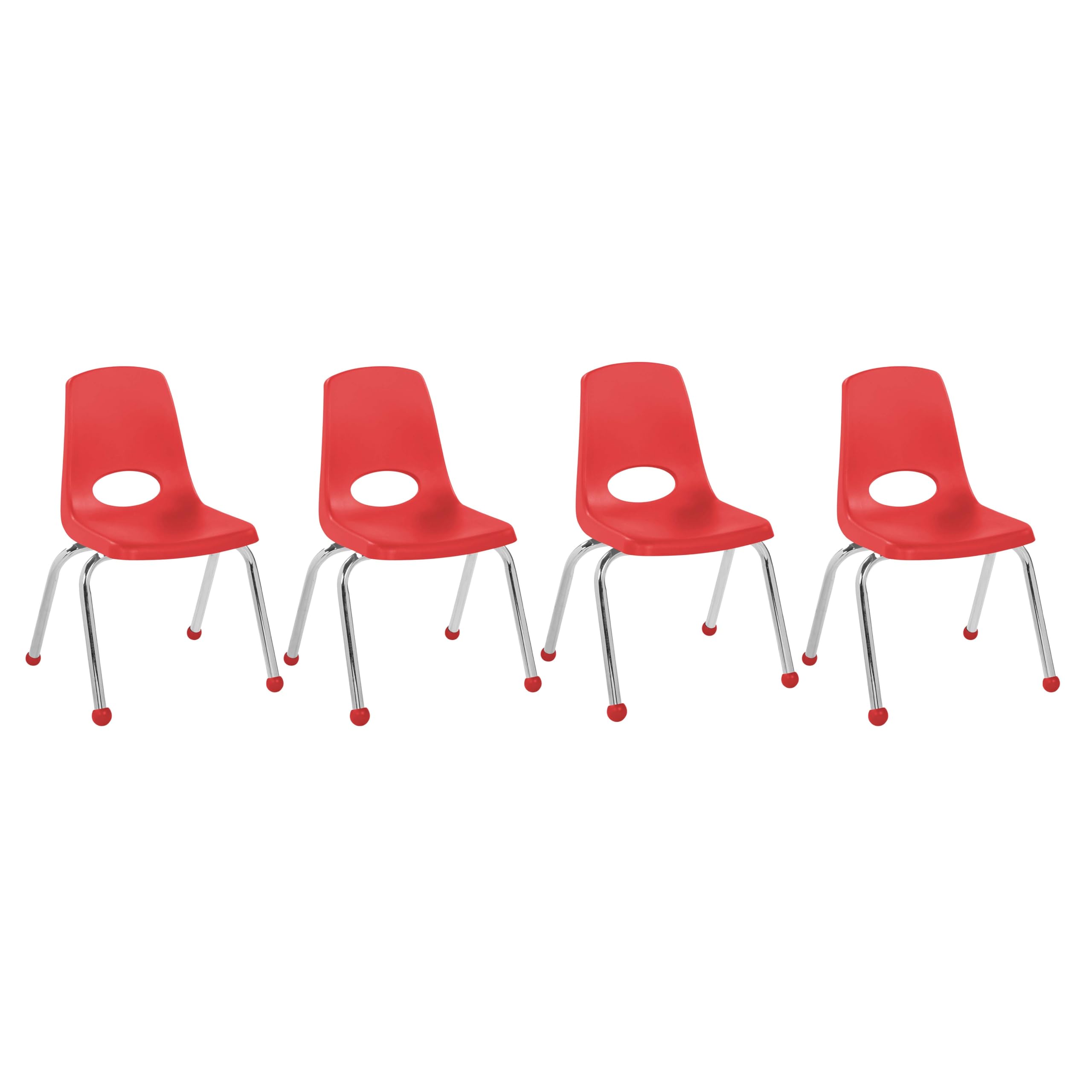 FDP 14" School Stack Chair with Ball Glides, Red, 4-Pack, 10380-RD