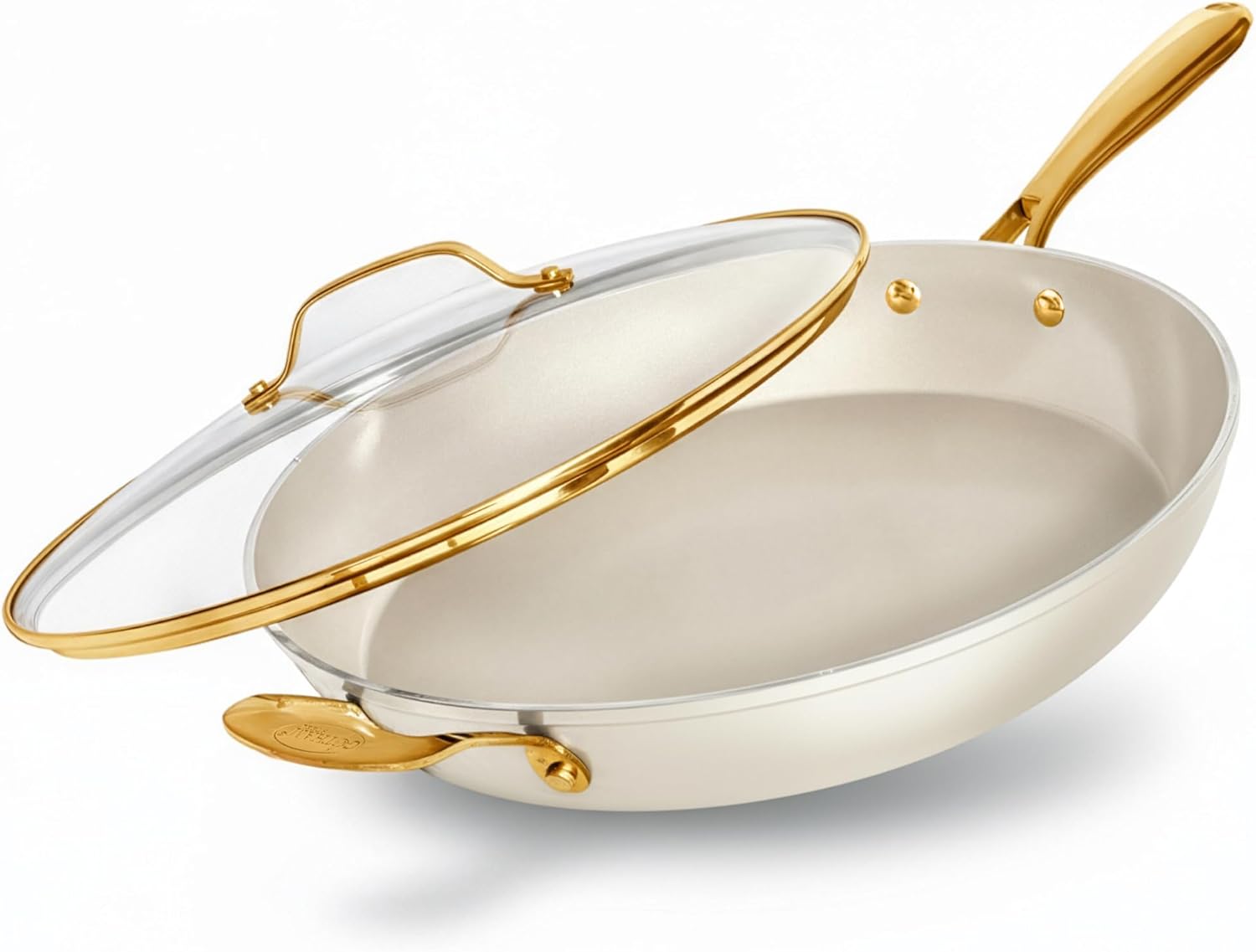 GOTHAM STEEL 14 Inch Frying Pan with Lid, Extra Large Frying Pan Skillet for Family Cooking, Non Toxic Ceramic Nonstick Coating PFOA PFOS Free, Ergonomic Stay Cool Handle, Oven and Diswasher Safe