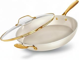 GOTHAM STEEL 14 Inch Frying Pan with Lid, Extra Large Frying Pan Skillet...