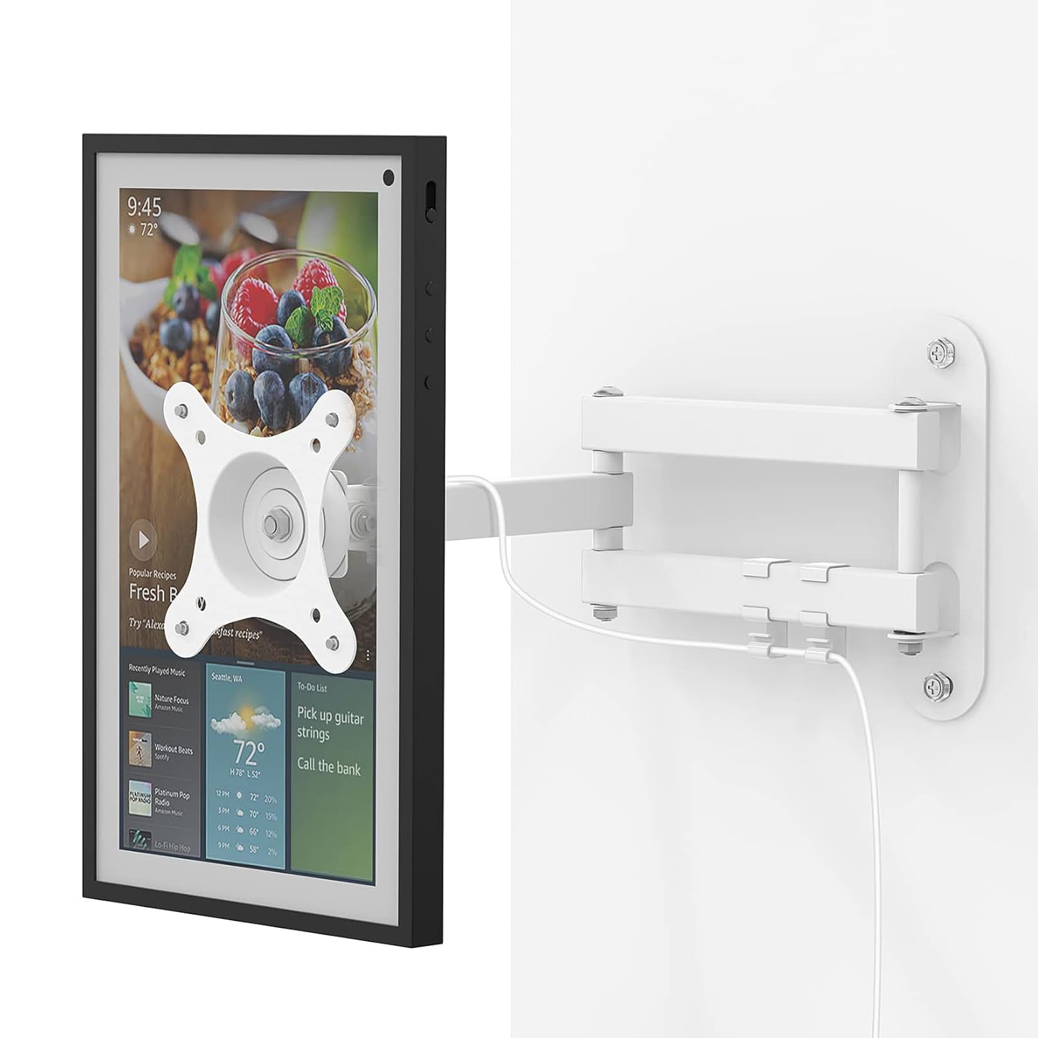 Support mural universel pour moniteur TV Show 15, support réglable, pivotant et inclinable, pour TV de 13 à 30 ", 100 x 100, 75 x 75 mm, en métal, blanc