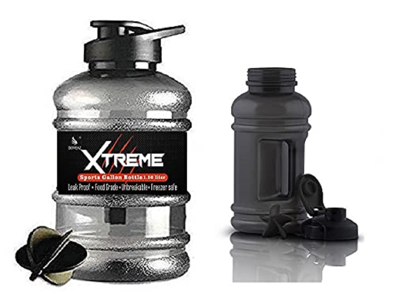 DOVEAZ® 1500Ml Gallon Water Bottle with 1000Ml Gallon Bottle | Gym Bottles for Men | Gym Bottle | Protein Shaker Bottle |Material: Plastic , Pack of 1 (Black) (B0948247TH) Amazon Price History, Amazon Price Tracker