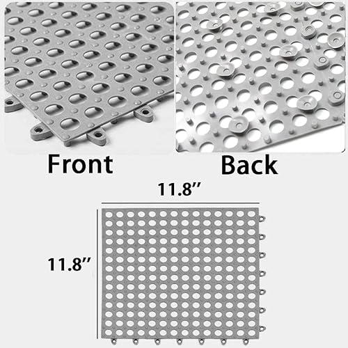 Miniatura 2 de tonchean 24PCS Interlocking Bathroom Floor Mats, 11.8 X 11.8 Inch Soft PVC Bath Shower Floor Mat with Suctions Cups, Drainage Holes for Pool and Wet