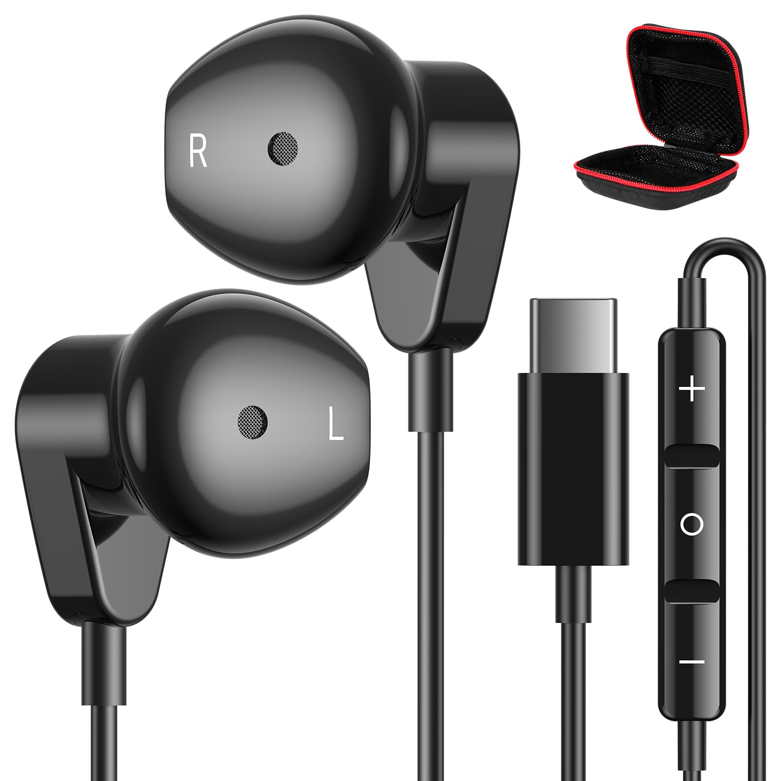 APETOOUSB C Headphone for iPad iPhone 16 Pro Max 15 Plus, Samsung S25/S24/S23/S22/S21, HiFi Stereo Type C Earphones USB-C Wired Earbuds with Microphone Volume Control for Pixel/OnePlus/Huawei/AndroidClimeCo CertifiedCarbonfree Certified