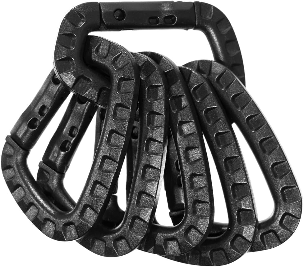 Kagbeni Tactical Carabiner Keychain - Hard Polymer Carabiners D Rings for Outdoor Gear and Camping - Lightweight Spring Snap Utility Hooks Backpack Hanging Buckle-6 Pcs Pack-Black (B0D382CYVB) Amazon Price History, Amazon Price Tracker