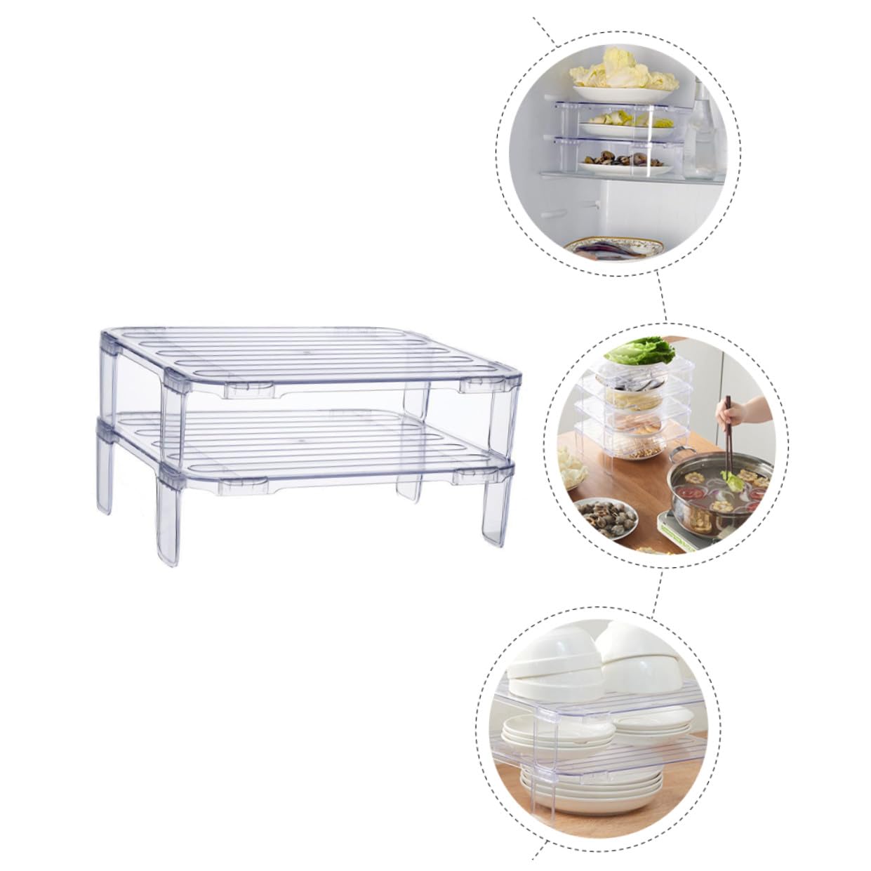 POPETPOP Organizer per Frigorifero Impilabile Trasparente Accessori Cucina Pratici Ripiano per Stoccaggio Armadi e Ristoranti