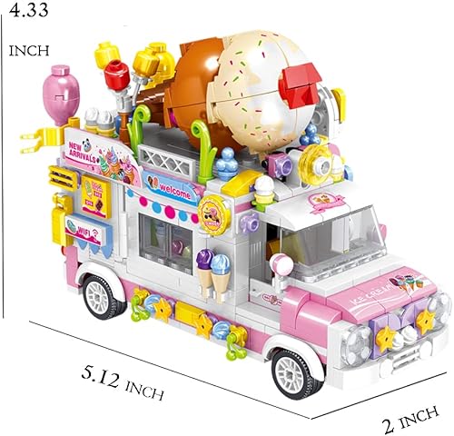 Miniatura 5 de Juego de construcción de camiones de helado para niños de 8, 9, 10, 11 y 12 años, juegos de construcción de juguetes STEM para niñas, kits de