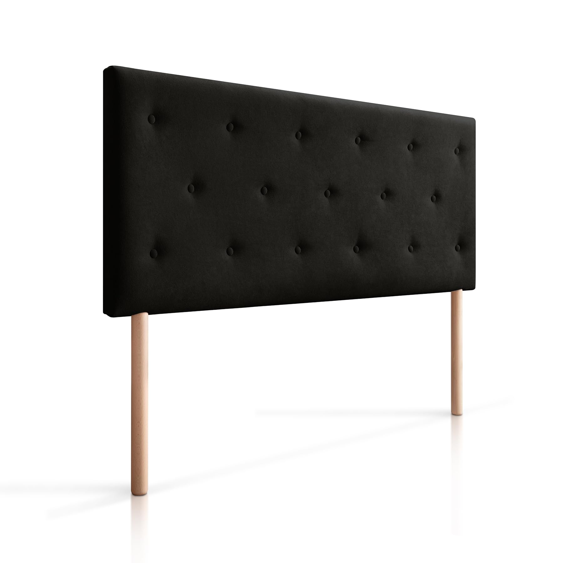 SUENOSZZZ-ESPECIALISTAS DEL DESCANSO Cabecero de Cama Helsinki con Patas nórdicas y tapizado en Tela para Camas de 140 (150 x 100 cm) Tela Negro