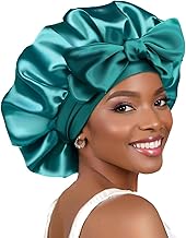 Satin Bonnet Silk Bonnet for Sleeping Double Layer Satin Lined Hair Bonnet with Tie Band for Women Curly Hair