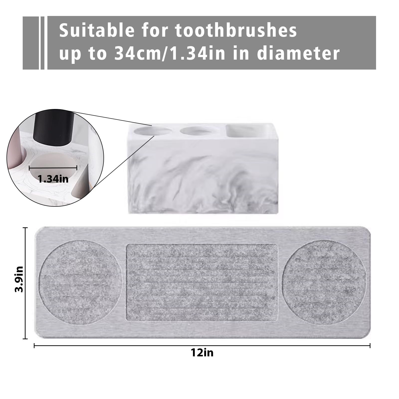 Diatomite Electric Toothbrush Holders for Bathrooms, Fast Dry Stone Drying Tray Toothpaste Holders, Instant Dry Sink Organizer Water Absorbing Bathroom Accessories Countertop Storage