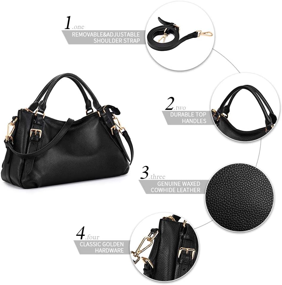 Kattee Women's Soft Genuine Leather Satchel Purses Top Handle Crossbody Bags Ladies Designer Medium Size Hobo Handbags - Image 5