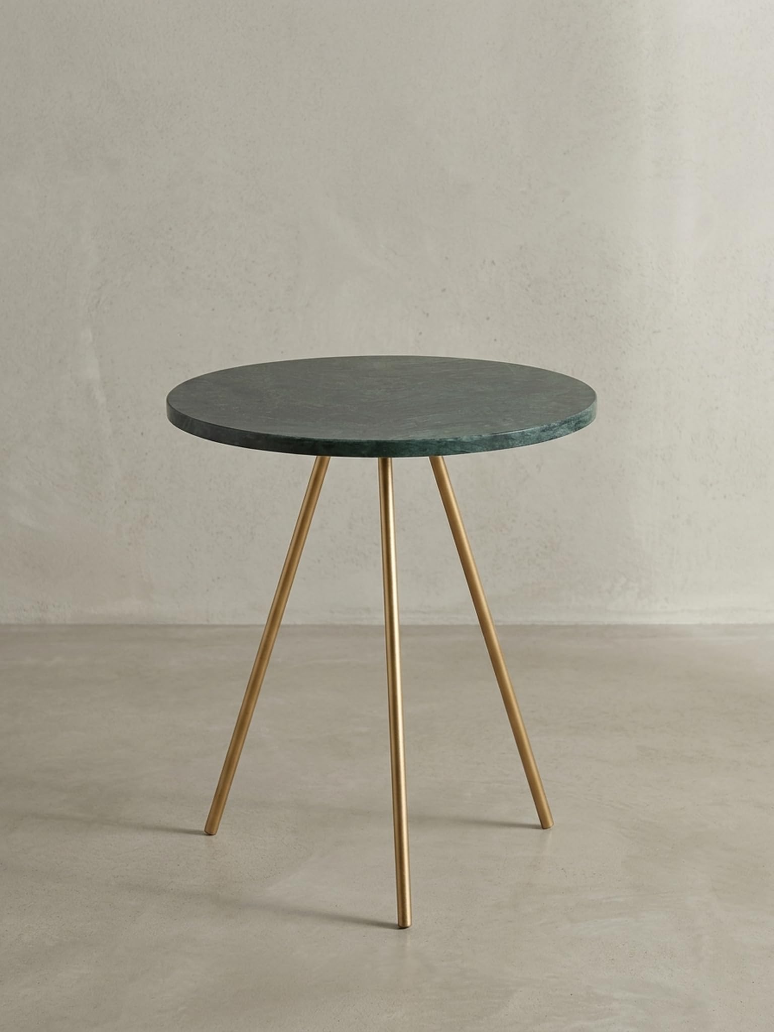 Tavolino da salotto rotondo marmo naturale Ø 38 cm, treppiede, verde oro