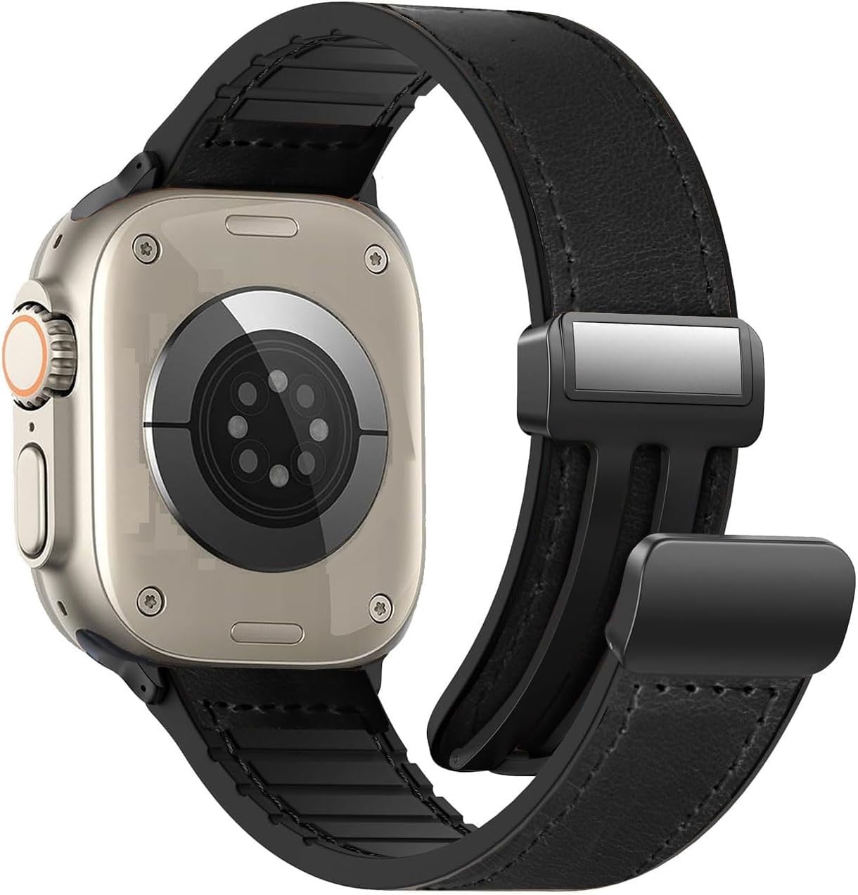 GadgetBite Leather Stylish Strap With Adjustable Magnetic Clasp For Apple Watch Series Ultra, Se, Se 2,3,4,5,6,7,8 - Compatible With 49MM, 45MM, 44MM, 42MM (Black) (B0CVQND491) Amazon Price History, Amazon Price Tracker