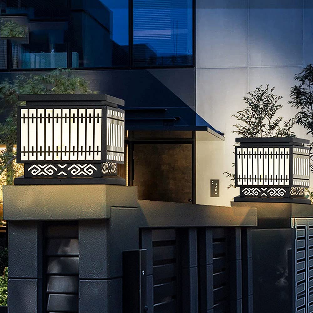 Lampa solarna LED do ogrodu, lampa filarowa, słoneczne oświetlenie zewnętrzne, dekoracja ogrodzenia, latarnia filarowa, lampa słupkowa na dziedziniec, park, korytarz, lampa d