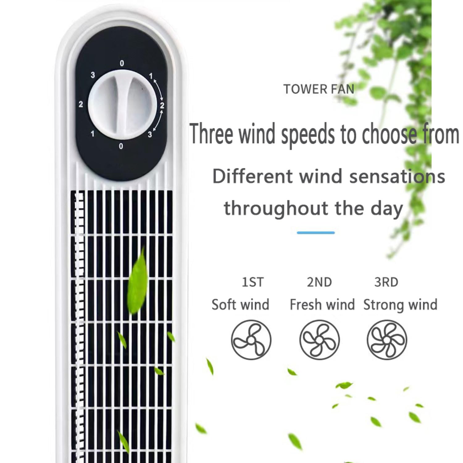 Ventilatore a torre per camera da letto, 3 velocità Bladeless Air Cooler con 80 Oscillazione, silenziosa modalità di sonno 30dB, ventilatore portatile in piedi con maniglia per l'uso interno dell'uffi