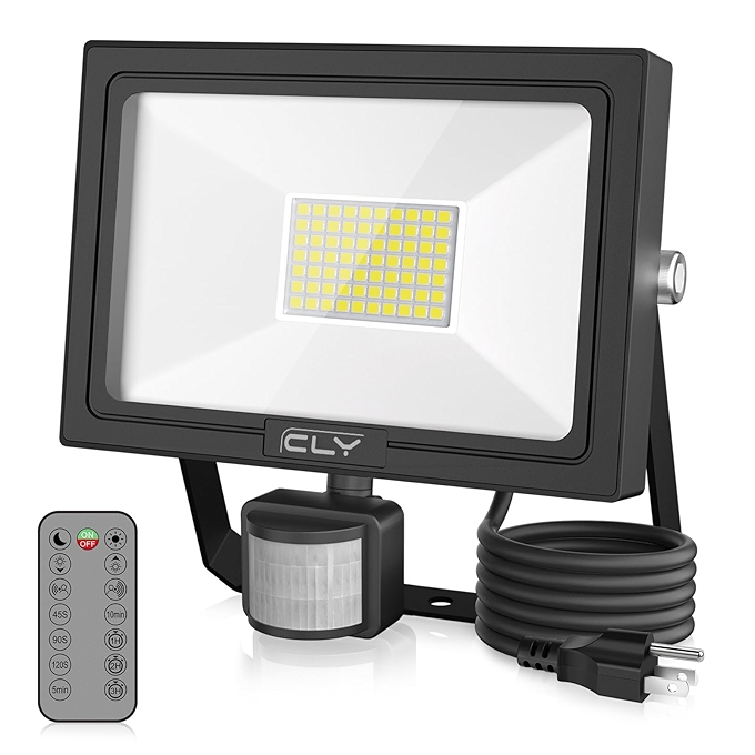 CLY 60W 5200LM LED安防灯 红外感应远程控制 5000K日光 IP66防水 户外泛光灯