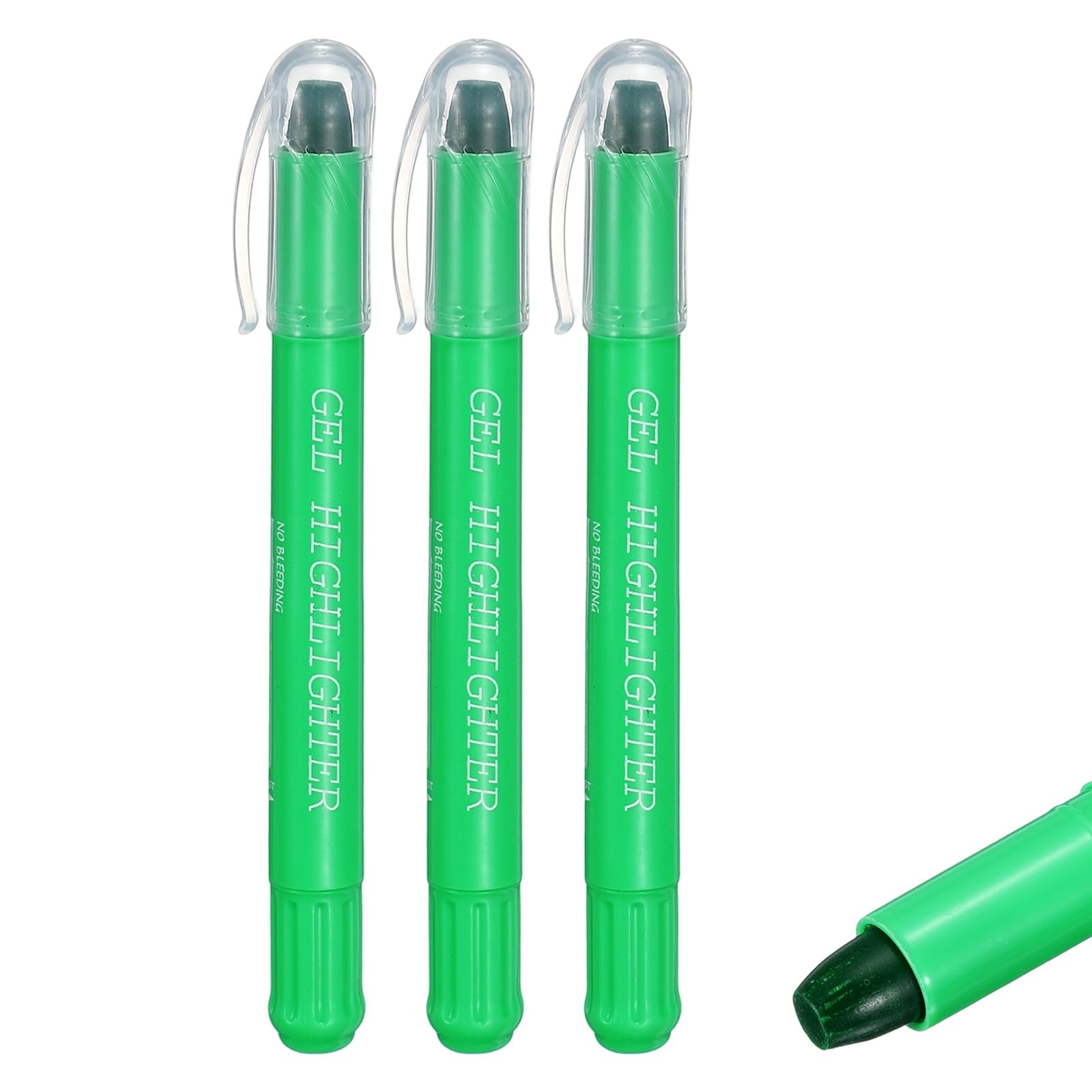PATIKIL Dark Green Highlighters, 3 Pack Gel High Lighters No Bleeds Highliters Pens Wax Crayon Neon Clear View Bright Marker Pen Twist Up Stick Cute for Books Office Adults