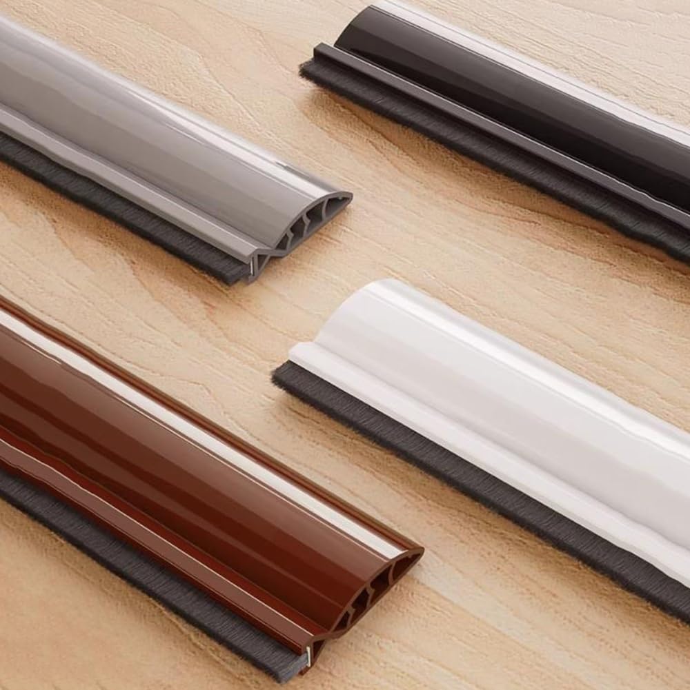 Guarnizione Per Porta Con Spazzola Paraspifferi Porta Blindata Guarnizione Spazzola Autoadesiva Per Porta Garage Camera Da Letto Bagno(Brown,5 PACK)