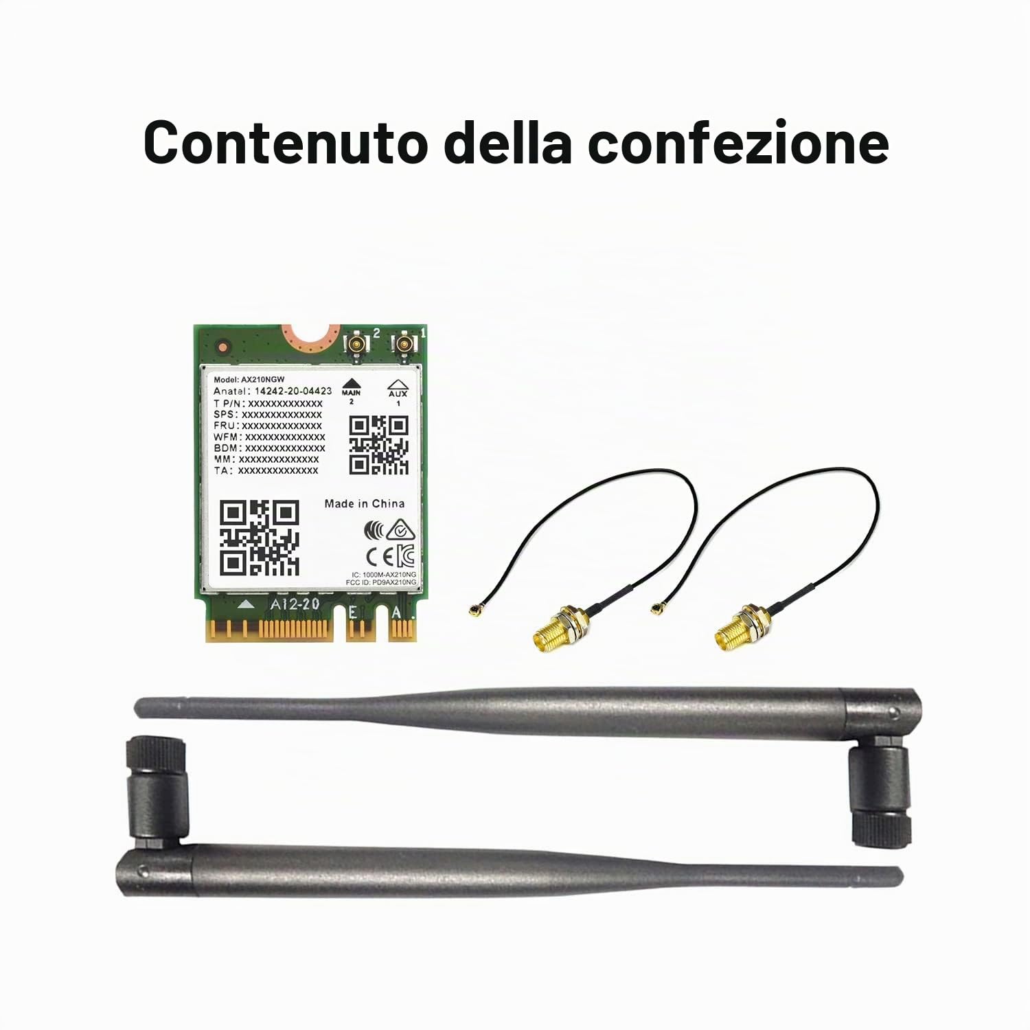 Waveshare Scheda NIC Wireless AX210 Gigabit Tri-Band Wi-Fi 6E M.2 802.11AX Standard BT5.3