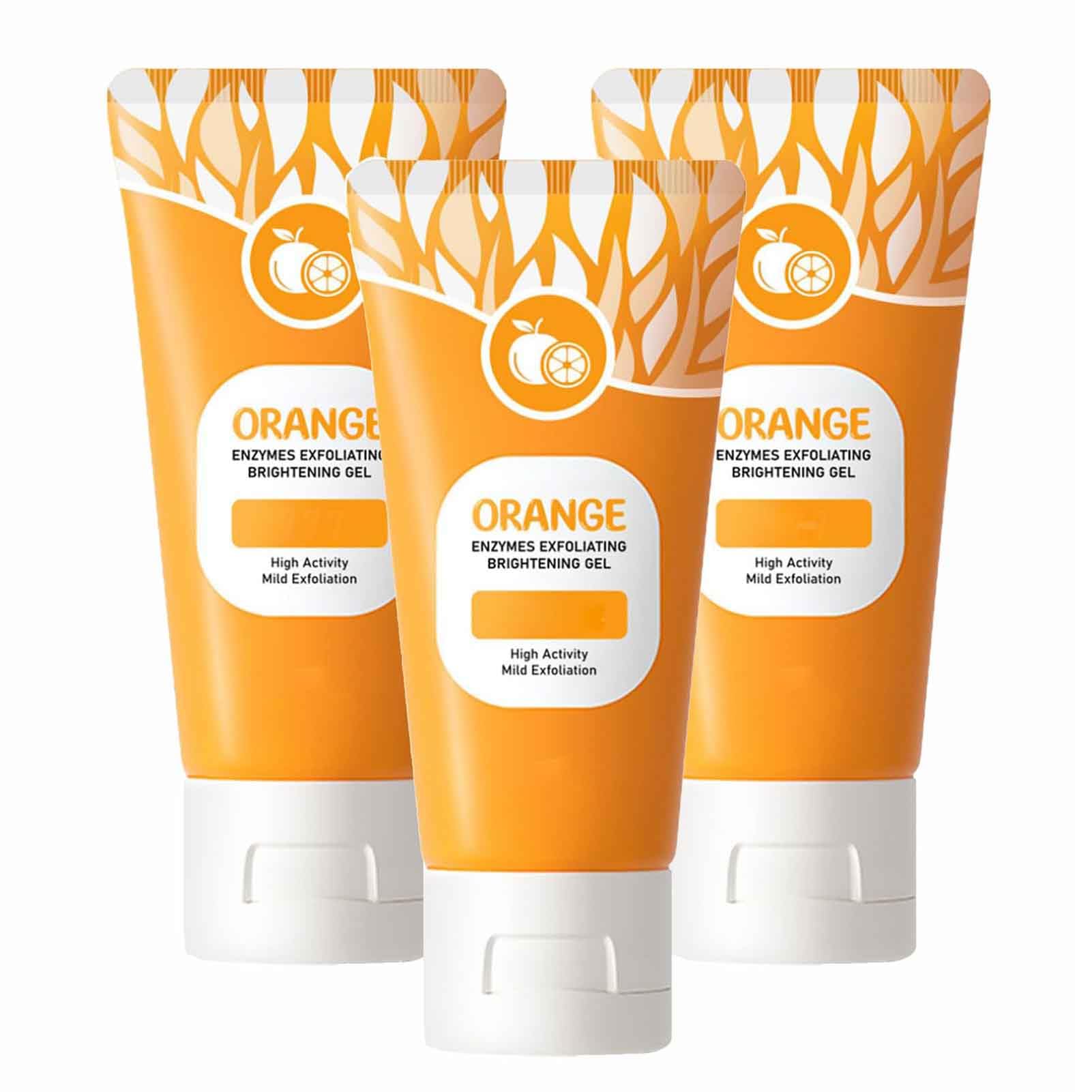 Miokuko 3Pcs Orange Exfoliating Gel, Orange Exfoliating Whitening Gel Scrub Face Body Skin, Brightening Exfoliating Peeling Gel, Moisturising Exfoliator For All Skin (3Pcs)