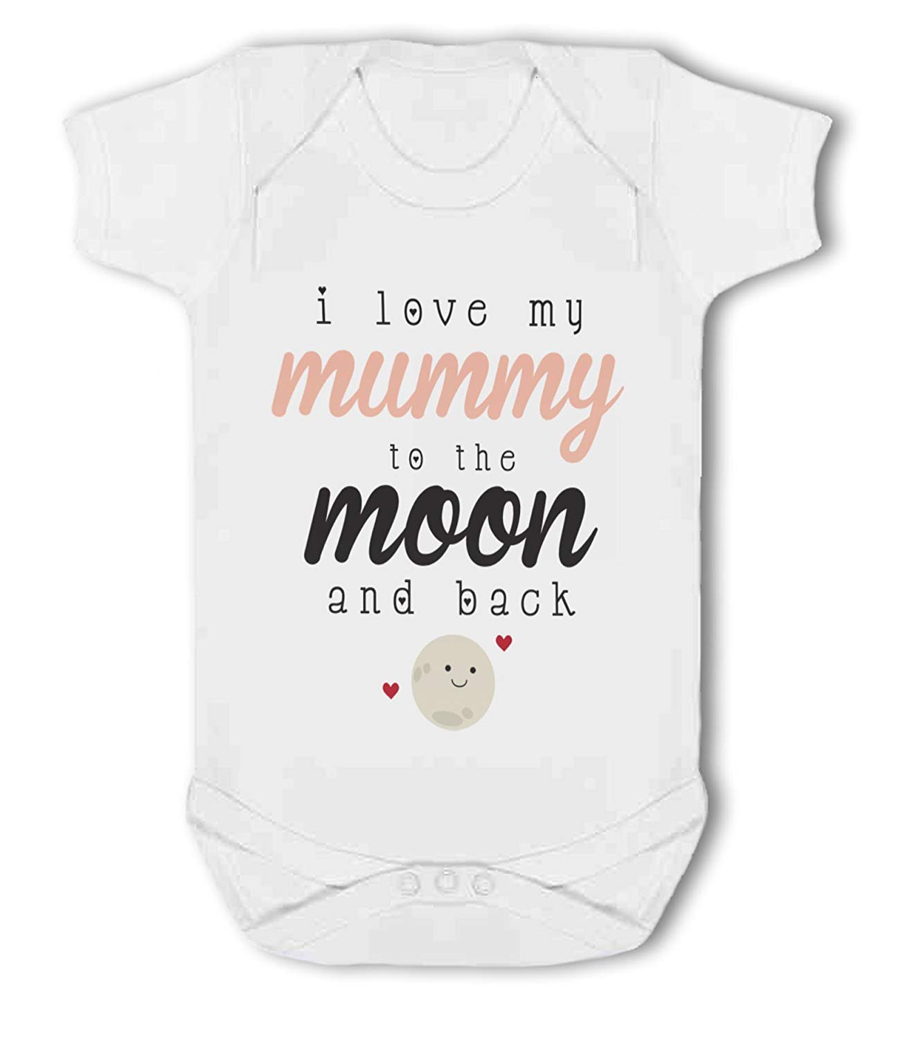 Bww Print Ltd Women's White Bww Print - I Love My Mummy To The Moon And Back - Baby Vest, New Born, Girl Or Boy, New Born To 24Mth
