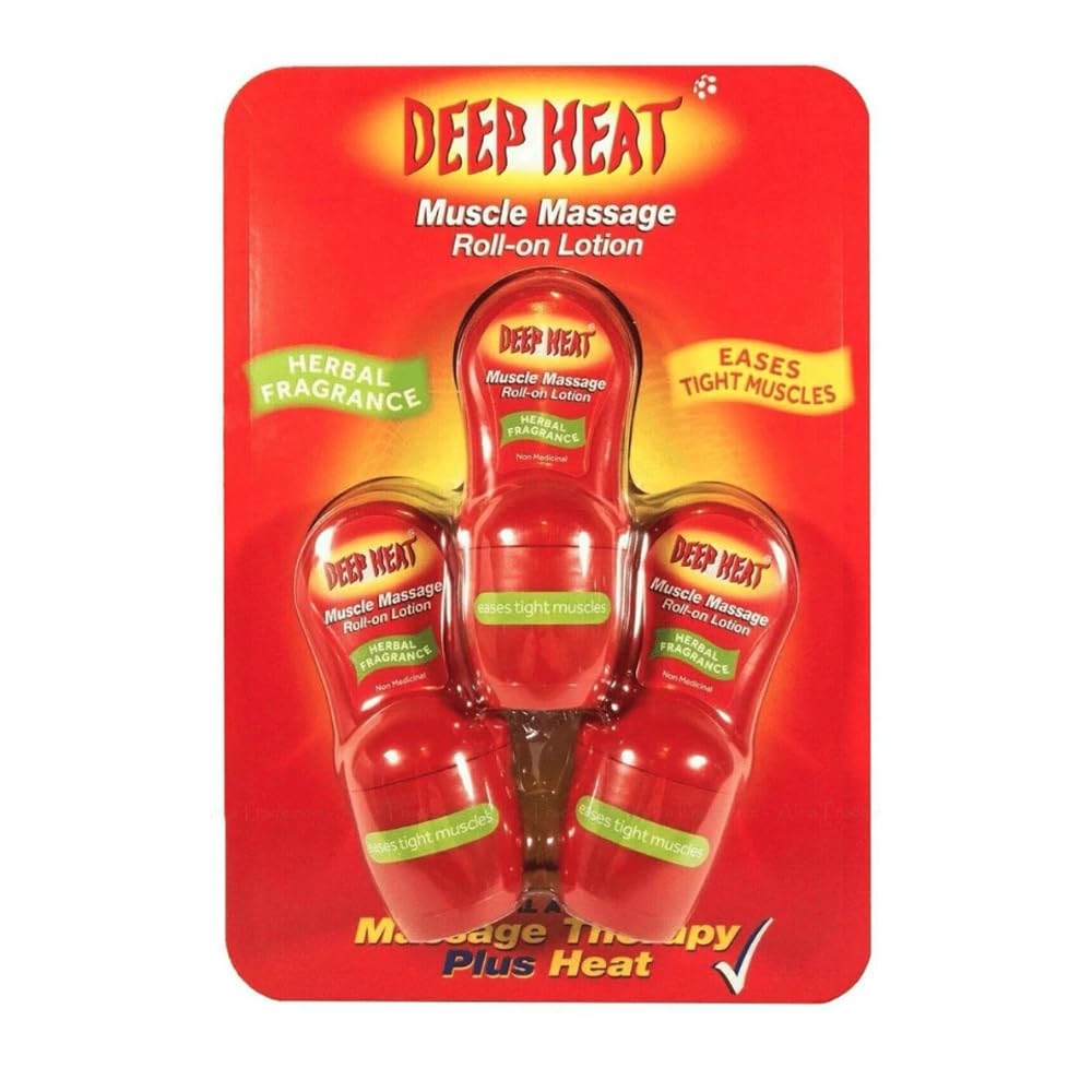 Deep Heat Lotion avec applicateur à bille Pour massage musculaire 50 Ml x 3