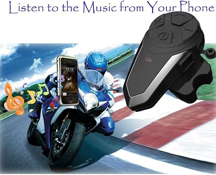 Motorcycle Bluetooth Intercom Communication System BT-S3 Interphone Moto Helmet Bluetooth Headset Wireless Intercom Headset (FM Radio/Waterproof/Handsfree/Range-1000M) (1pack for Full-face helmet)