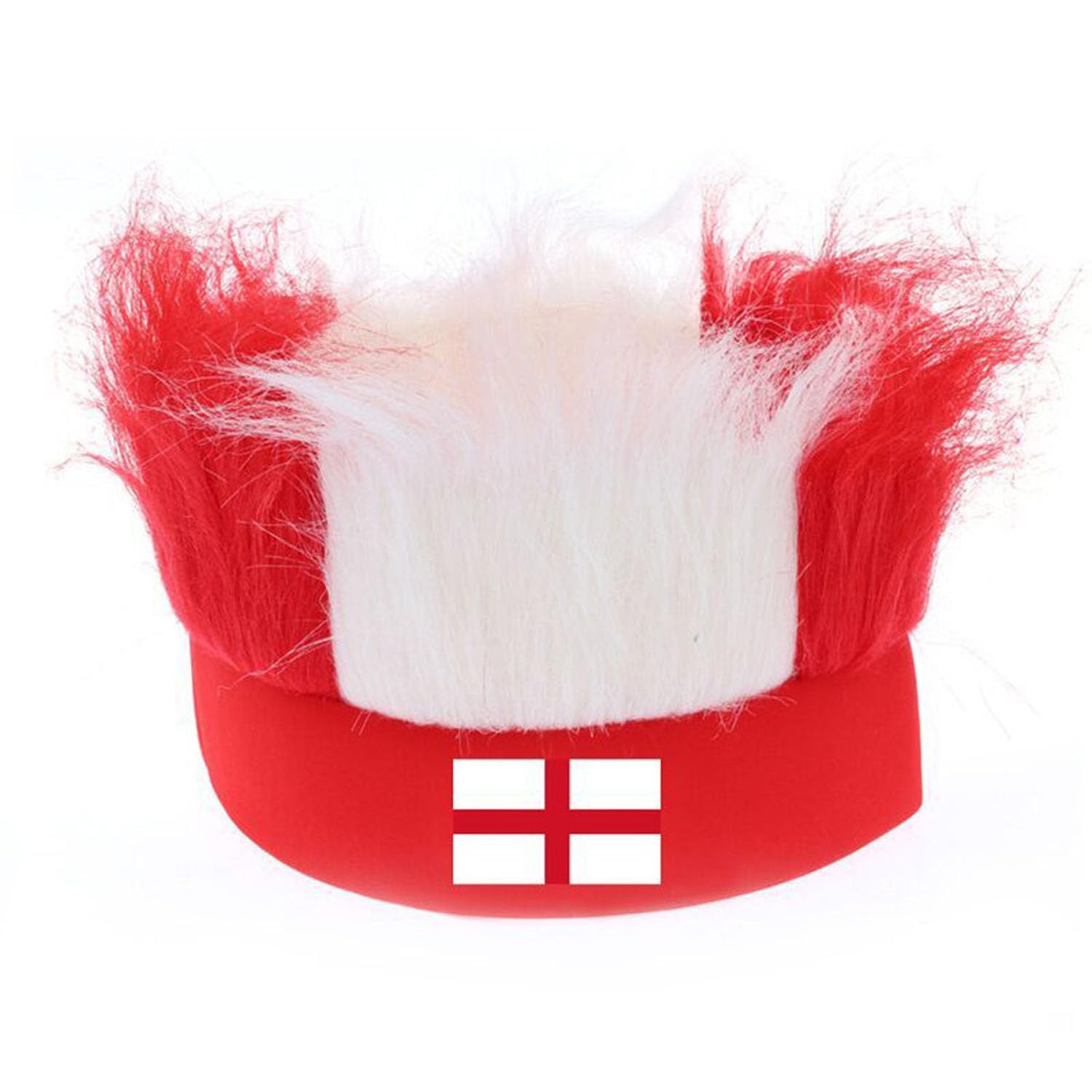 YAZVNTO England Country Flag Wig Headband Football Fan Accessories Curly Party Wig Sports Event Celebration Costume Decoration for Men Women