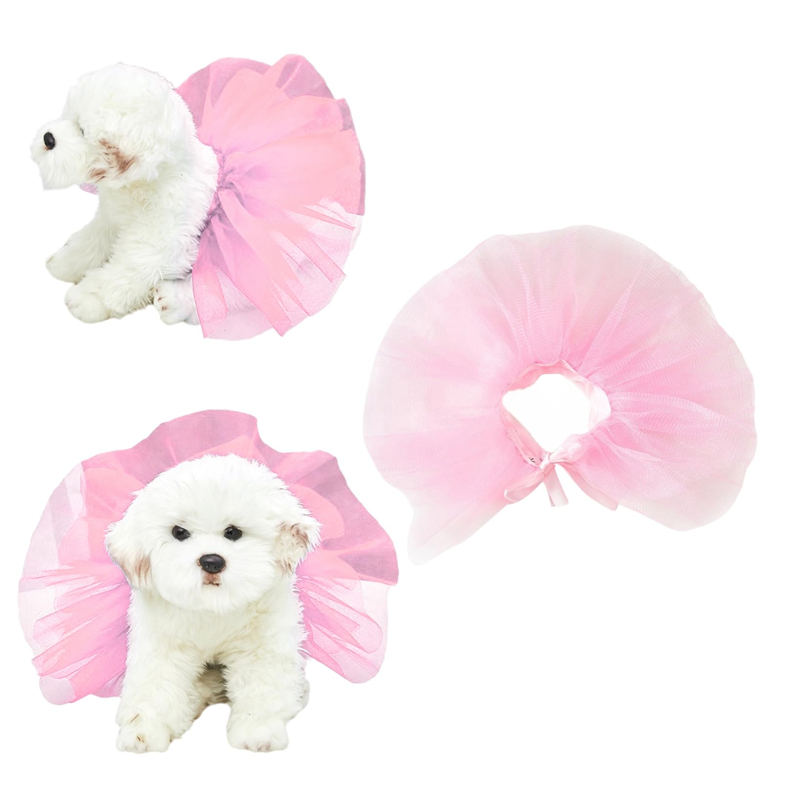 iiniim ﻿Dog Tutu Dress Pet Ballerina Costume Tulle Skirt for Halloween Pets Birthday Wedding Party Photo Prop Supplies Pink S