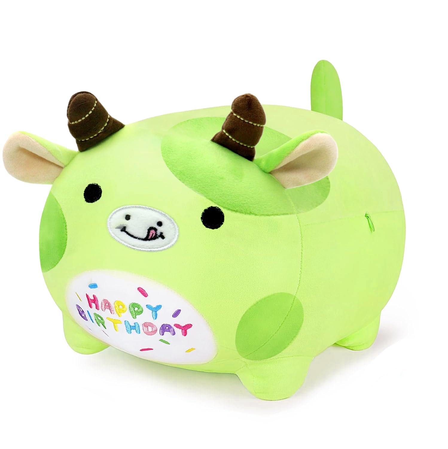 9.8'' Cow Plush Stuffed Animals Birthdays Gifts, Green Cow Plush Pillow Soft Cute Plushie, Chubby Plush Toy Birthday Gifts for Kids Girlfriend