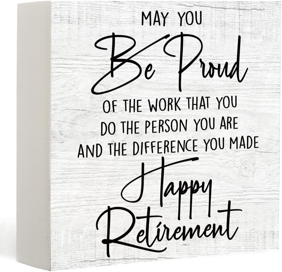 Retirement Wooden Box Sign Gifts for Women Men, Happy