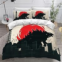 Vista 19 de Juego de funda de edredón para niños, tamaño individual, dinosaurio, funda de edredón 3D en negro y blanco para hombres, de microfibra, 1 pieza