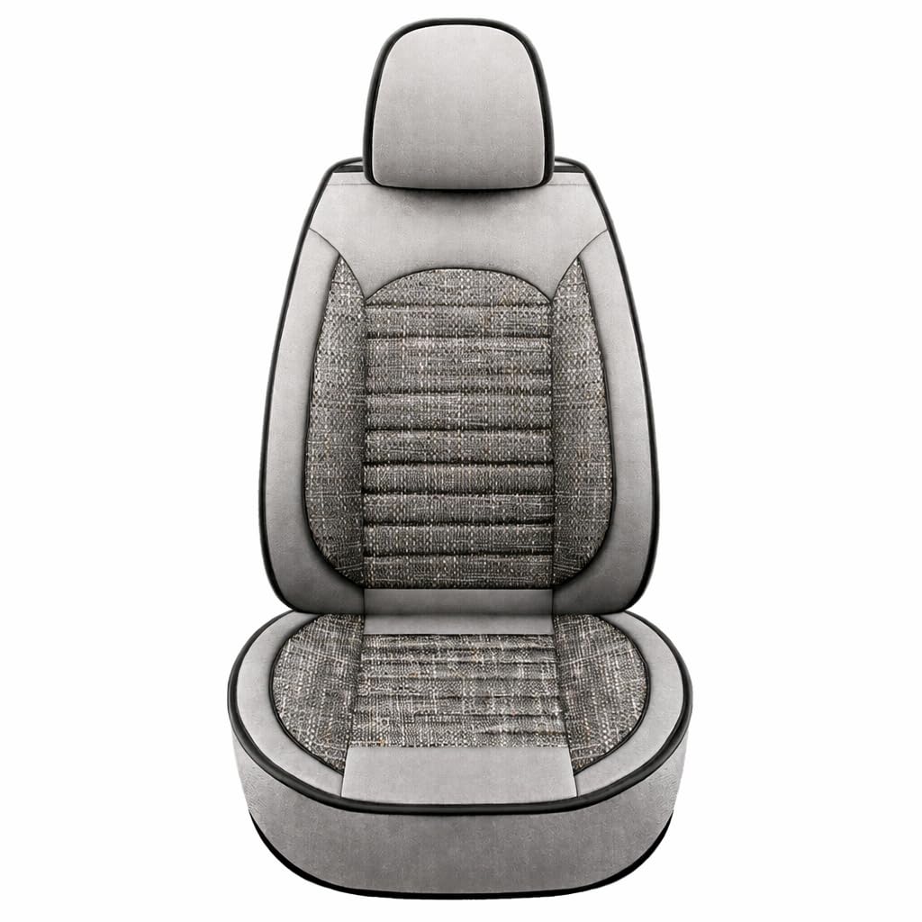 HAODQPSERTX Car Seat Covers Full Set for V-W Golf 3 5 6 7 Golf3 Golf5 Golf6 Golf7 GTI, Breathable Cotton Linen Seat Protectors Non Slip, Universal Interior Accessories, Grey - Standard