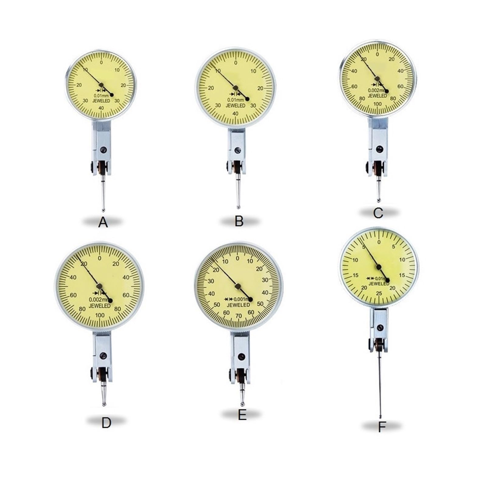 Indicador de Dial apalancamiento 0.001mm, 0-0,8mm, eje medición, prueba analógica, herramientas instrumento calibre analógico profesional,Calibración precisa(Model B)