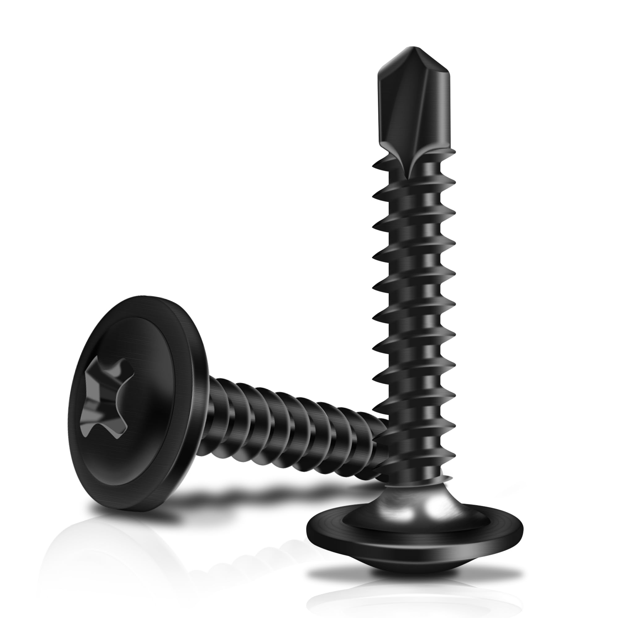 Marysino 400Pcs #8 x 1 Black Self Tapping Screws for Metal, 410 Stainless Steel, Sheet Metal Screws for Metal, Truss Head High-Strength Quick Tapping