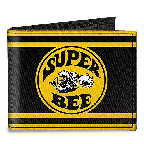 Buckle-Down Canvas Bi-fold Wallet-Super Bee Logo/Stripes Black/Yellow