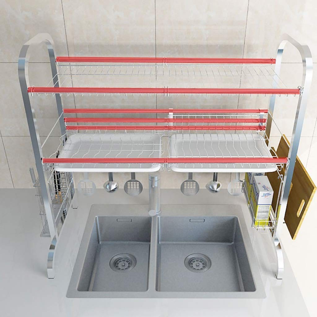 Suszarka do naczyń zlewozmywak, suszarka do naczyń, 2-poziomowa kuchenna suszarka do naczyń, ociekacz na naczynia, organizer, 4 rozmiary/srebrny/94 * 36 * 82 cm (84 * 36 * 82 cm)