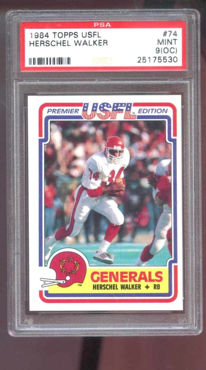 1984 Topps USFL #74 Herschel Walker ROOKIE RC PSA 9 (OC) Graded Football Card