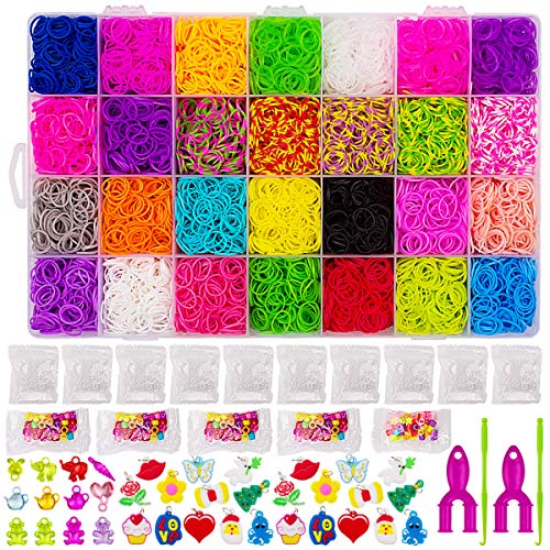 Dsaren 10000 PCS Looms Band Elastici per Braccialetti Kit con Scatola di Immagazzinaggio per Bambini