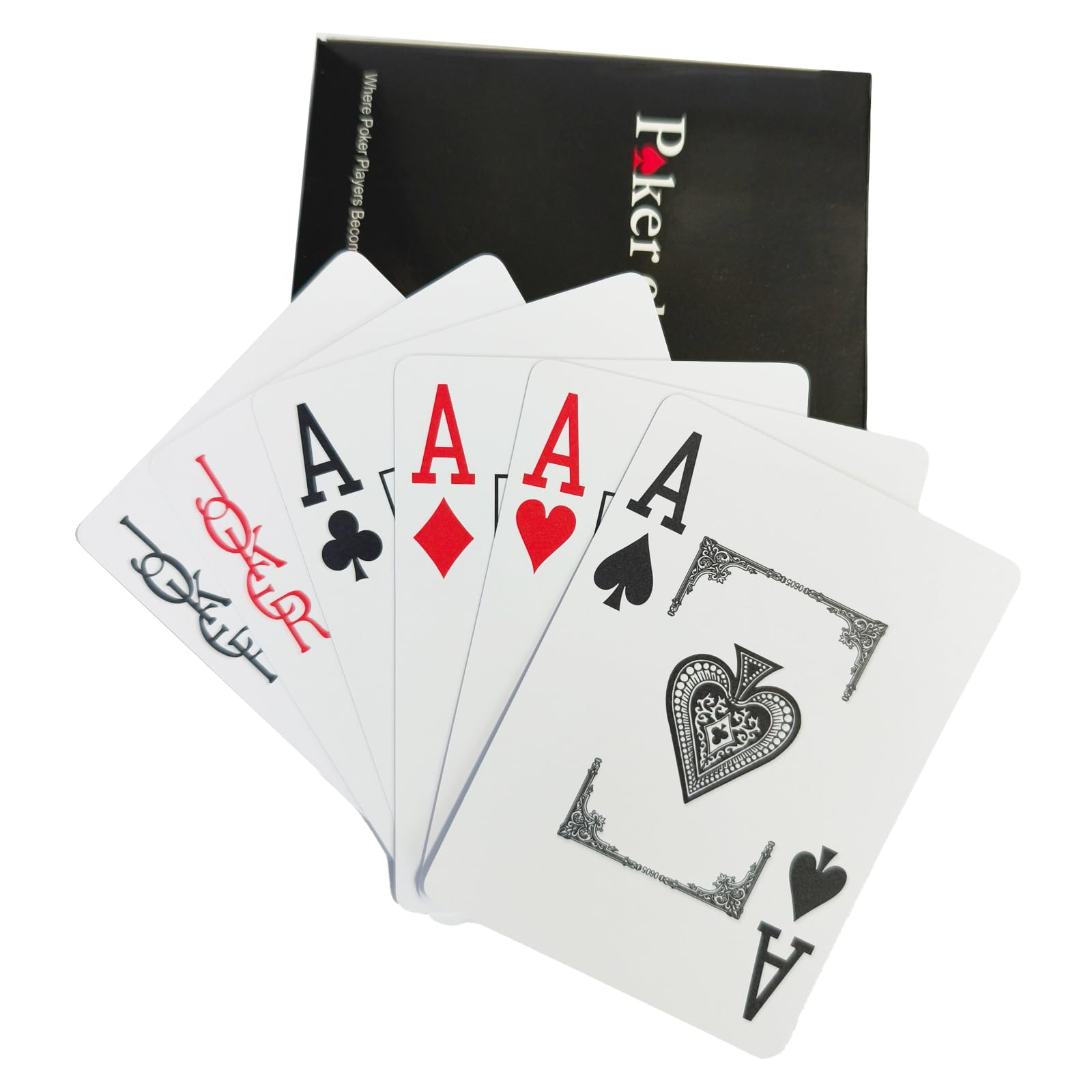 KEAIDUO 100% Plastic Playing Cards - Waterproof & Washable Poker Cards for Texas Holdem, Bridge, Canasta, Red Back (Standard Index, 54 Cards)