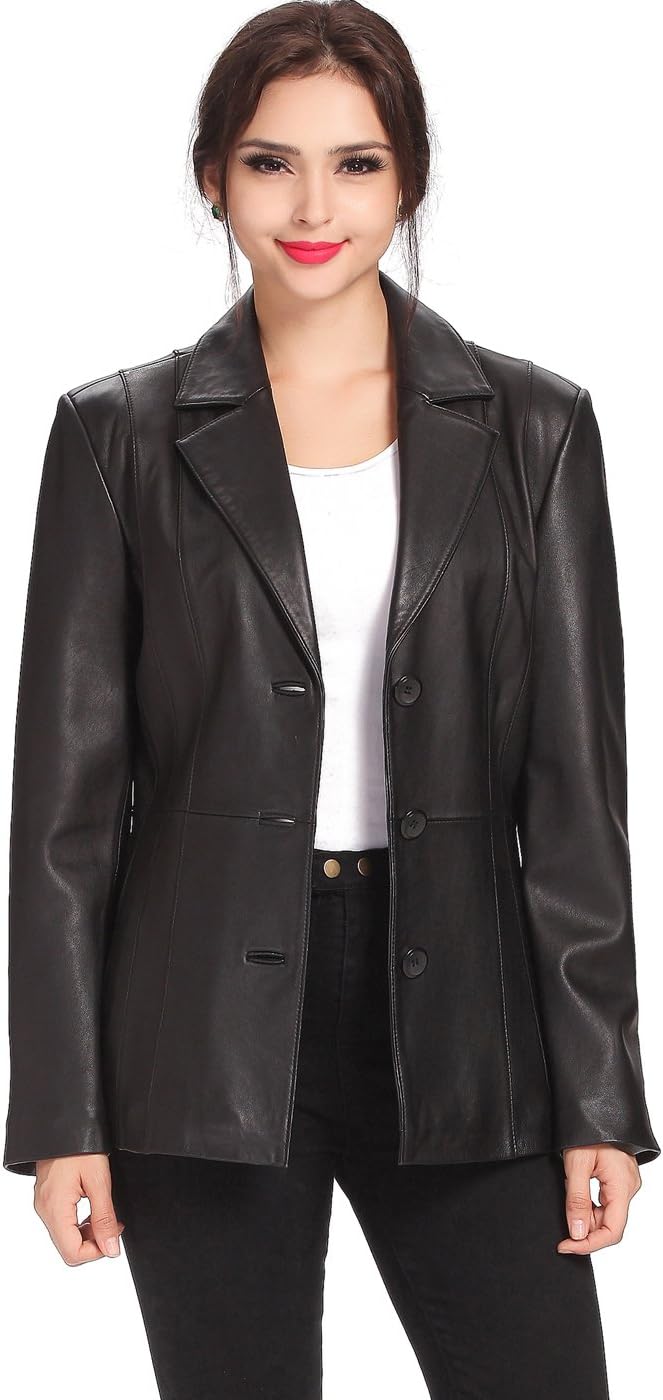 BGSD Women Crystal Lambskin Leather Blazer Jacket (Also available in Plus Size & Petite) - Image 3