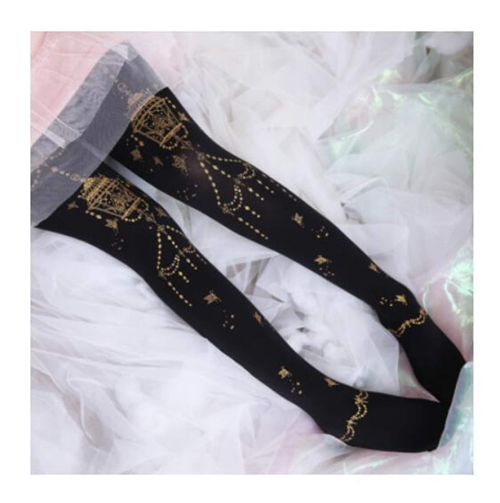Bas Lolita Style20 motifs notes de musique et horloge croisée pour femme en taille unique