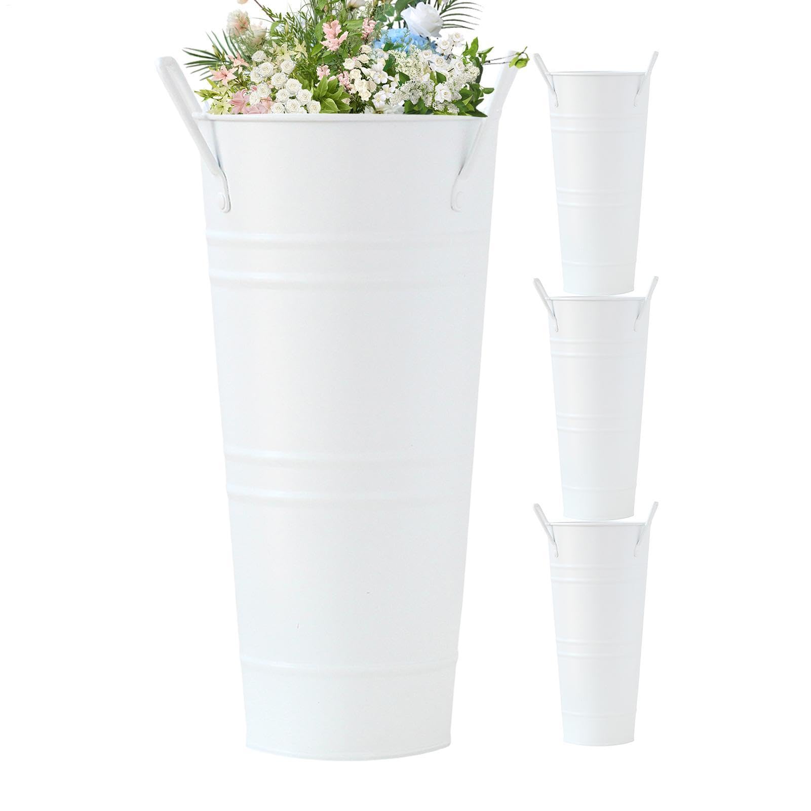 Vase à fleurs métallique style rustique avec poignées | Seau de ferme décoration maison